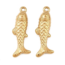 Fish 304 подвески из нержавеющей стали, ионное покрытие (ip), реальный 18 k позолоченный, рыба, 27.5x9.5x6 мм, отверстие : 1.4 мм