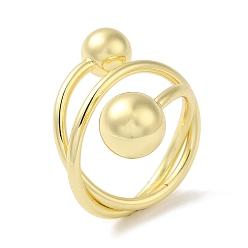 Настоящее золото 18K Стойка покрытие латунные круглые шариковые манжеты, перекрестное кольцо из проволочной обмотки, без кадмия и без свинца, реальный 18 k позолоченный, размер США 8 1/4 (18.3 мм)