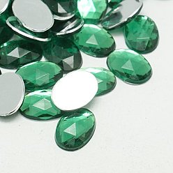 Морско-зеленый Акриловые стразы - кабошоны , граненые, плоская задняя овальные, цвета морской волны, 18x13x4 мм , около 500 шт / мешок