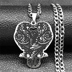 Нержавеющая Сталь Цвет 201 ожерелья с подвеской в виде двойного ворона из нержавеющей стали с черной эмалью, цвет нержавеющей стали, 23.62 дюйм (60 см)