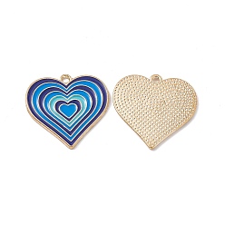 Темно-Голубой Подвески из сплава , с эмалью, шарма сердца, золотые, глубокое синее небо, 25x26x1.5 мм, отверстие : 1.8 мм