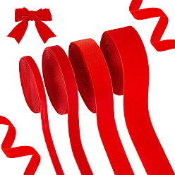 Красный 20 ярды 4 стили полиэстер бархатная лента, для подарочной упаковки и украшения праздника, красные, 3/8~1-1/2 дюйм (10~38 мм), 5 ярды / стиль