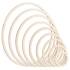 Antique White Wood Knitting Rings Set, Antique White, 7.45~30x0.2cm, Inner Diameter: 5.45~28cm, 9pcs/set