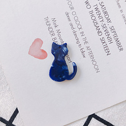 Темно-Синий Непрозрачные подвески из ацетата целлюлозы (смолы), кошачье очарование, темно-синий, 25x17x2.5 мм