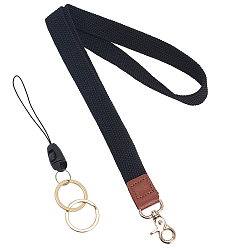 Черный Полиэстеровые эластичные шейные ремни, ремешки для именных карточек, Сплав с застежкой, чёрные, 464 мм