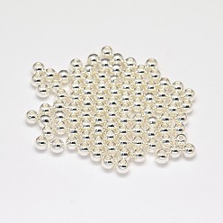 Silver Rack Plating and Vacuum Plating Brass Round Spacer Beads, Silver, 5mm, Hole: 1.5mm