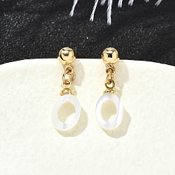 Настоящее золото 18K Овальные серьги-гвоздики из латуни, с оболочкой, без кадмия и без свинца, долговечный, стойки покрытие, реальный 18 k позолоченный, 19x6 мм