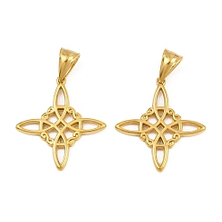 Real 20K Gold Plated 304 подвески из нержавеющей стали, очарование тройственного узла, ионное покрытие (ip), реальный 20 k позолоченный, 31x28.5x2 мм, отверстие : 8.8x4.5 мм