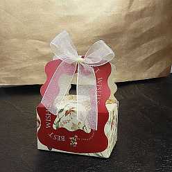 Красный Свадебное платье в европейском стиле, бумажные подарочные коробки для конфет с лентой, складные ящики для хранения на свадьбу, прямоугольные, красные, 6.5x6.2x10 см