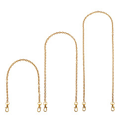Золотой 6 шт. 3 стиль 304 цепочки для кошельков из нержавеющей стали, Сплав с застежками, золотые, 392~795 мм, 2 шт / стиль