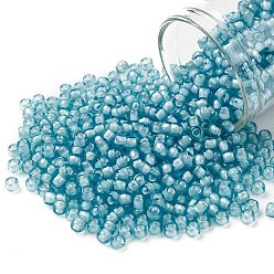 (930) Inside Color Light Aqua/White Lined Toho runde Rocailles, japanische Rocailles, (930) Innenfarbe hell aqua / weiß gefüttert, 8/0, 3 mm, Bohrung: 1 mm, über 222pcs / Flasche, 10 g / Flasche