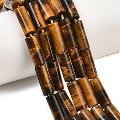 Тигровый глаз Природных тигровый глаз бисер нитей, колонка, класс А, 16x6 мм, отверстие : 1.4 мм, около 25 шт / нитка, 15.75'' (40 см)