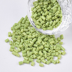 Yellow Green 8/0 Glass Bugle Beads, Opaque Colours, Yellow Green, 8/0 2.5~3x2.5mm, Hole: 0.9mm, about 15000pcs/bag
