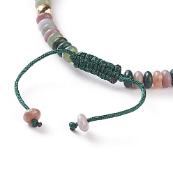 Indian Agate Natural Indian Agate Braided Bead Bracelets, with Nylon Cord and Non-magnetic Synthetic Hematite Beads, 2-1/8 inch~2-3/4 inch(5.5~7cm)