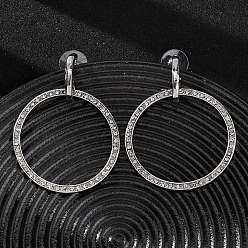 Ring Серьги-гвоздики из сплава и хрустальных стразов, платина, кольцо, 63x44 мм