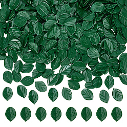 Зеленый 600шт. ПВХ имитация листа мяты, для аксессуаров для кукольного домика, притворяясь опорными украшениями, зелёные, 14x9.5x1.5 мм