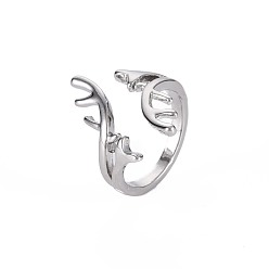 Платина Разветвление манжеты перстни для девушки женщины, открытые кольца из сплава для покрытия стойки, платина, размер США 6 3/4 (17 мм)