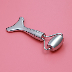 Платина Односторонние лицевые ролики из сплава, массажер для лица с одной головкой, инструменты для ухода за кожей, платина, 87x35 мм