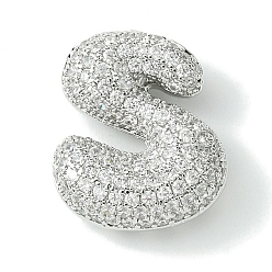 Letter S Стойки обшивки латунь кубического циркония подвески, без кадмия и без свинца, долговечный, алфавит, Письмо с, 22x18x8 мм, отверстие : 4x2 мм