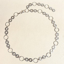 Платина Сплав кольцо звено цепи талия живот цепи для женщин, платина, 1120 мм