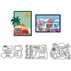 Автомобиль Пляжная тема трафареты для резки углеродистой стали, для diy scrapbooking, Фотоальбом, декоративная бумага для тиснения, форма для поздравительных открыток, автомобиль, 87~107x130~145x0.8 мм, 3 шт / комплект