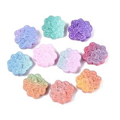 Mixed Color Two Tone Color Baking Paint Opaque Glass Beads, Flower, Mixed Color, 23x24.5x10mm, Hole: 1.4mm