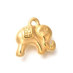 Настоящее золото 18K Ионное покрытие (ip) 304 подвески из нержавеющей стали, очарование слона, реальный 18 k позолоченный, 15x16x6.8 мм, отверстие : 2 мм