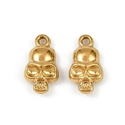 Настоящее золото 18K 304 прелести нержавеющей стали, ионное покрытие (ip), очарование черепа, реальный 18 k позолоченный, 12.5x7x3 мм, отверстие : 1.2 мм