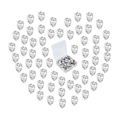 Прозрачный Шить на горный хрусталь, многожильных ссылки, стекло горный хрусталь, с латунными зубцами в платиновых тонах, аксессуары для одежды, граненые, слеза, прозрачные, 18x13x6.5 мм, отверстие : 1 мм, 80 шт / коробка