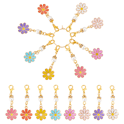 (52) Непрозрачная лаванда 32 шт. 8 цвета ромашка сплав эмаль кулон застежка маркеры, Сплав с застежками когтя омара, разноцветные, 4.8 см, 4 шт / цвет