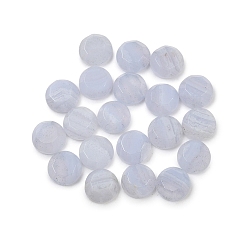 Синий Кружевый Агат Натуральный голубой агат шнурка кабошоны, граненые, полукруглый, 6~6.5x2.5~3 мм