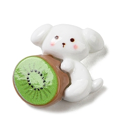 Kiwi Fruit Непрозрачные фруктовые кабошоны из смолы, кабошоны мультяшной собаки, для изготовления ювелирных изделий, киви, 22x26x8.5 мм