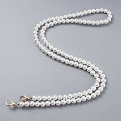 Белый Ремни-цепочки для сумок, с бусинами из абс-пластика с имитацией жемчуга и застежками-лобстерами из светло-золотого цинкового сплава, для аксессуаров для замены сумок, белые, 110.2 см