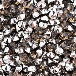 Темно-Серый Имитация taiwan акриловый горный хрусталь указал назад кабошоны, граненые, алмаз, темно-серый, 3x2 мм