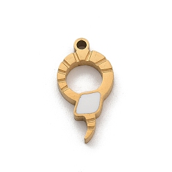 Белый 304 нержавеющей стальной эмали подвески, змеиные чары, золотые, ионное покрытие (ip), белые, 15x6.5x2 мм, отверстие : 1.2 мм