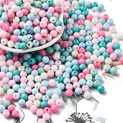 Pink Непрозрачные акриловые бусины, круглые, розовые, 5~5.5x5.5~5.8x5.5~5.8 мм, отверстие : 1.5 мм