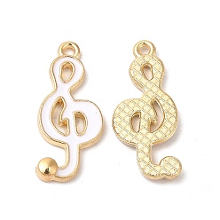 Белый Подвески из эмали и сплава, без кадмия, без никеля и без свинца, золотые, очарование музыкальной ноты, белые, 21x9.5x2.6 мм, отверстие : 1.2 мм