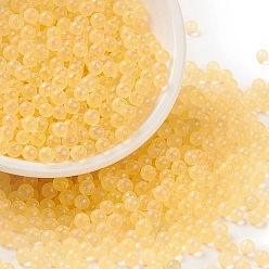 Золотистый Светящиеся прозрачные стеклянные круглые бусины, нет отверстий / незавершенного, класс А, золотые, 3~3.5 мм, около 7500 шт / упаковка
