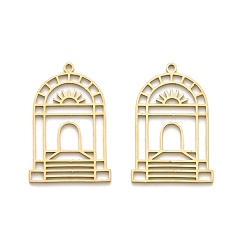 Золотой 201 подвески из нержавеющей стали, лазерная резка, очаровывать солнечную дверь, золотые, 24.5x16.5x1 мм, отверстие : 1.2 мм