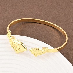 Fish Браслеты-манжеты из латуни с морскими организмами для женщин, реальный 18 k позолоченный, рыба, внутренний диаметр: 2-5/8 дюйм (6.7 см)