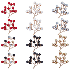 Mixed Color Alloy Cabochons, with Acrylic Beads, Cadmium Free & Lead Free, Branch, Mixed Color, 41~46x41~43x7mm, 6 colors, 5pcs/color, 30pcs/box