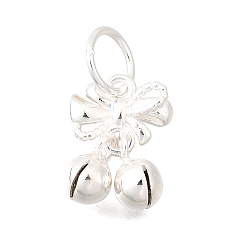 Серебро 925 подвески-бантики и колокольчики из стерлингового серебра, с прыгающими кольцами и 925 штампом, серебряные, 10x8.5x2.5 мм, отверстие : 4.5 мм