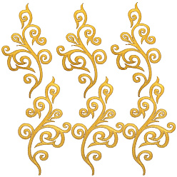 Золотистый Этнический стиль цветочный узор компьютерная вышивка аппликации, металлические нити для вышивки утюгом на украшениях аксессуары, золотые, 175~177x88~89x1 мм