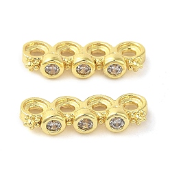 Настоящее золото 18K Покрытие стойки латунь прокладывает прозрачные проставки из кубического циркония, цветок ссылки, долговечный, без свинца и без кадмия, реальный 18 k позолоченный, 4.5x13.5x2.5 мм, отверстие : 1.4 мм