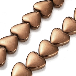 с Покрытием Меди Синтетических немагнитных гематит бисер нитей, сердце, с медным покрытием, 10x10x3.5 мм, отверстие : 1 мм, около 44 шт / нитка, 15.79'' (40.1 см)
