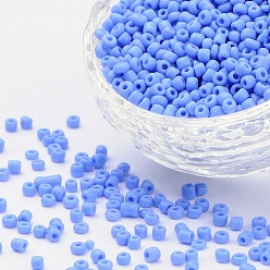 Cornflower Blue Glass Seed Beads, Opaque Colours Seed, Small Craft Beads for DIY Jewelry Making, Round, Cornflower Blue, 3mm, Hole:1mm, about 10000pcs/pound