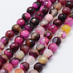 Средний Фиолетово-красный Граненые естественно агат бисер пряди, окрашенная и подогревом, круглые, средне фиолетовый красный, 6 мм, отверстие : 0.5 мм, около 63 шт / нитка, 14.4 дюйм (36.5 см)