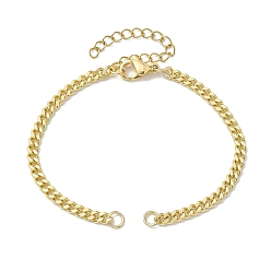 Golden Brass Curb Chain Bracelet Making, with Jump Rings and Lobster Claw Clasps, Golden, 6-3/8 inch(16.3cm)