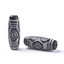 6-глаз Тибетский стиль 6 бусины дзи, Природные Агат, окрашенная и подогревом, рис, 29.5~31x10~12 мм, отверстие : 1.5~2.8 мм