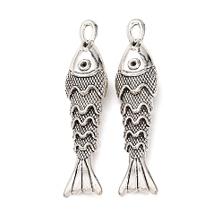 Античное Серебро Сплавочные подвески тибетского стиля, рыбы прелести, античное серебро, 45.5x11x7 мм, отверстие : 3.8x2 мм, Около 155 шт / 1000 г